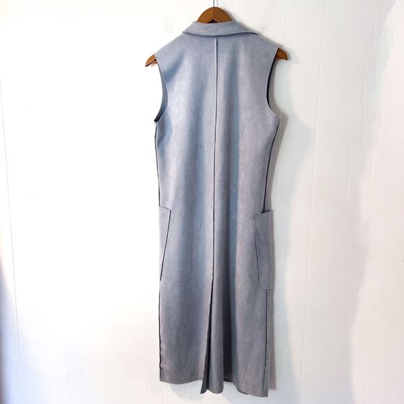 Solitaire by Anthropologie Sleeveless Long Faux Suede Jacket Size Medium in Tan - Picture 3 of 9